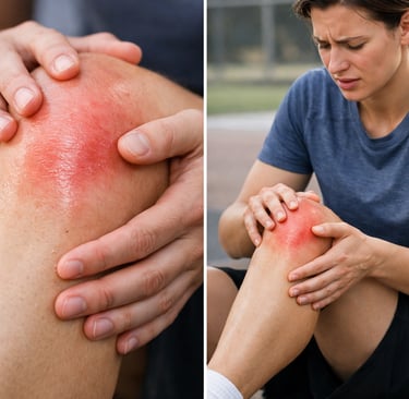 Genou enflé et rouge après rupture du LCA