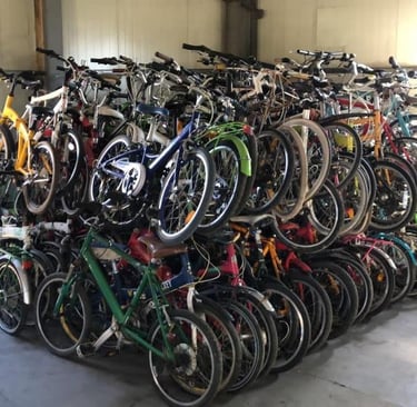 used bicycles prepared for loading in a container for export to Afghanistan from Korea 