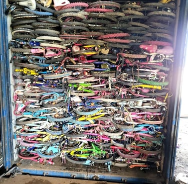 used bicycles loaded in a container for export to Afghanistan by MAJ Trading Co Ltd