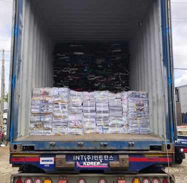 Container of used goods including bicycles and newspapers exported to Afghanistan from Korea