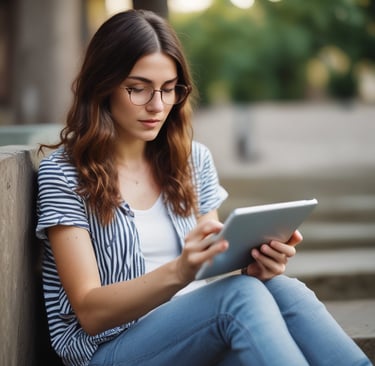 une jeune femme lit un livre de la boutique en ligne Ebook5Euro