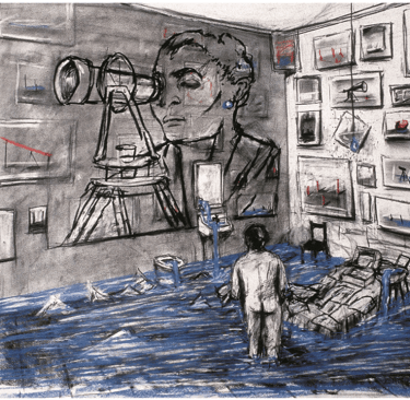 Fotograma de la animación (Obra) Felix en el Exilio de William Kentridge