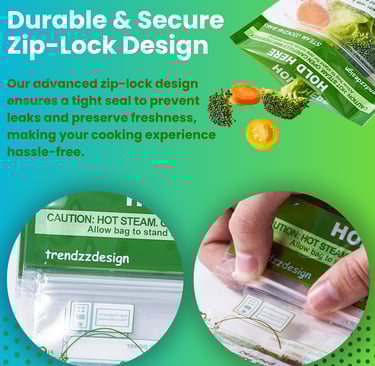 zip-lock seal microwave steam cooking bags