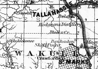 Map of Wakulla County Florida Old Map