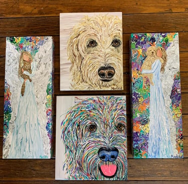 oil paintings of dogs and angels