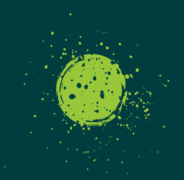 a green moon with a green background