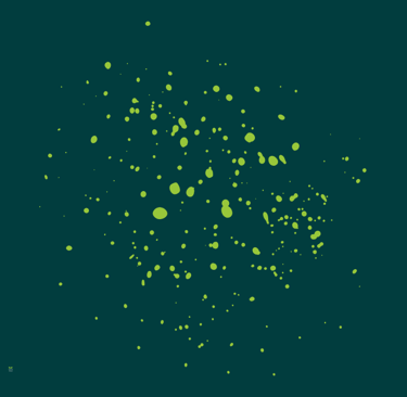 a green background with a bunch of dots