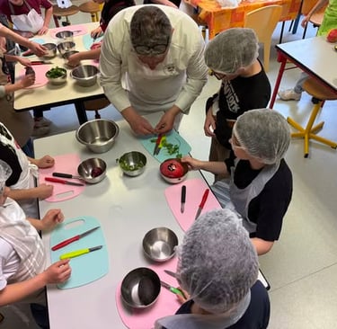 Préparation de la salade de mangue et avocat coriandre vinaigrette d'agrumes