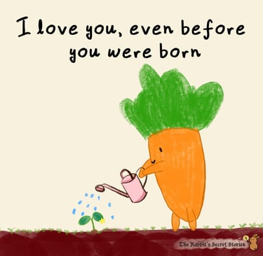 Mama Carrot watering the star-seed that will grow up to be Baby Leek