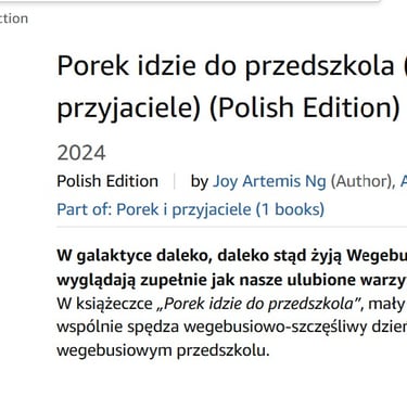 Polish Children Book translation Porek idzie do przedszkola