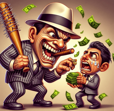 AI generated cartoon image odf a loan shark