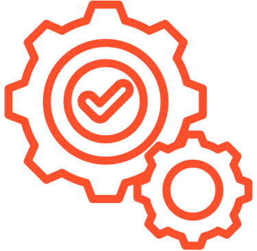 a check mark mark on a gearwheel