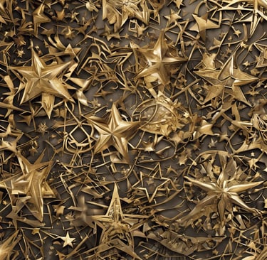 a bunch of gold stars in a wall