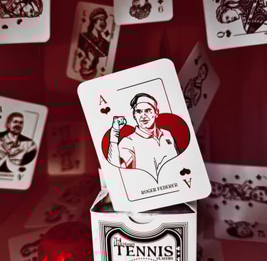 tennis playing cards with roger federer and alcaraz