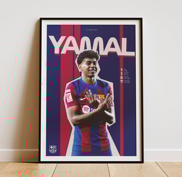 Lamine Yamal the Catalan Star, poster framed