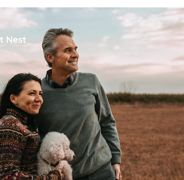 An Empty Nesting  couple smiling