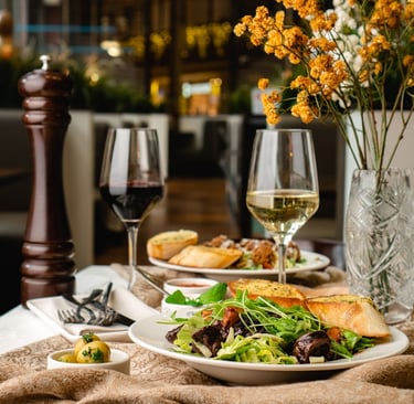 Food on a table for two empty nesters