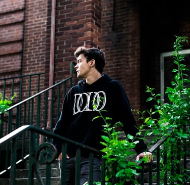 Young Adult Walking Down Some Steps