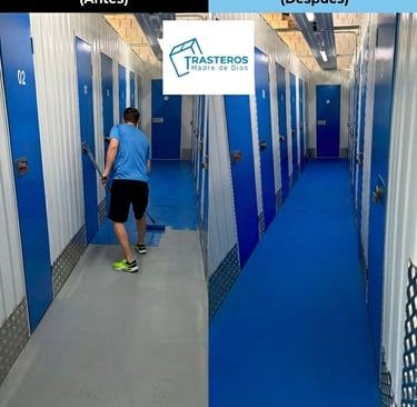 Pintado el suelo de Trasteros Madre de Dios