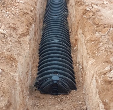 Chambers installed in Ropesville, Texas by Red Dirt Ditching and Septic LLC.  Call 806-782-5800
