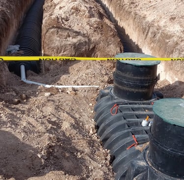 Infiltrator Septic Tank and Leach Field by Red Dirt Ditching and Septic LLC. Call 806-782-5800