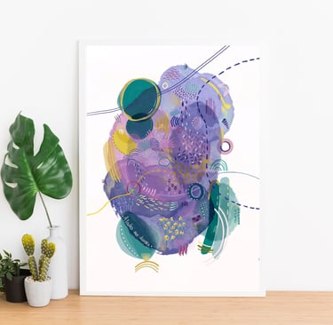 illustration numérique abstraite violette et verte