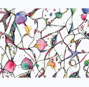 a painting of a colorful abstract painting of flowers