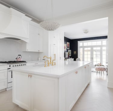 Luxury custom kitchen island and millwork in Bloor West Village