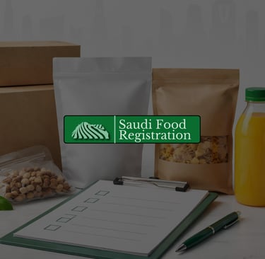 Saudi Food Registration image showing food packaging compliance checklist with compliant food containers for SFDA approval