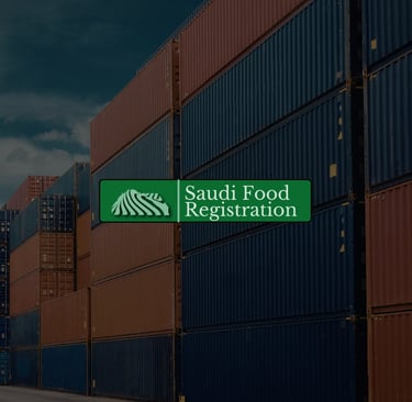 Saudi Food Registration image showing shipping containers at port for KSA food import regulations & SFDA compliance oversight