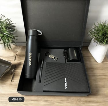 Set of keychain, bottle, mug, pen, and diary