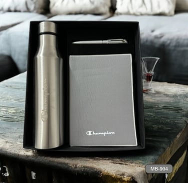 Champion set pen, bottle, and diary