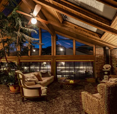 Ouray, CO real estate commercial property branding hotel lobby at twilight