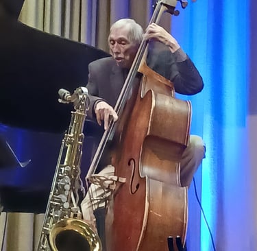 The legendary Steve Novosel plays the bass at Jazz@Wesley.