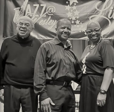 Tiya! with performers at Jazz@Wesley.