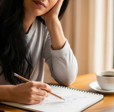 woman making notes in notebook
