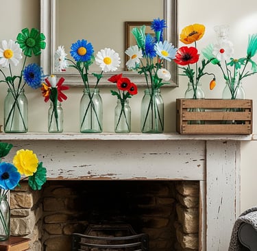 recycled plastic flowers display