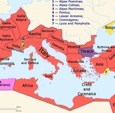 MAPA IMPERIO ROMANO DURANTE REINADO DE CALIGULA