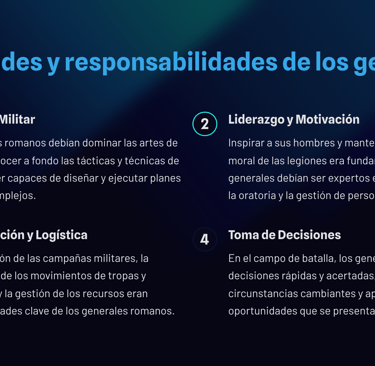 habilidades y responsabilidades de los generales