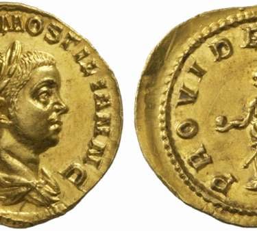 moneda de oro de Hostiliano
