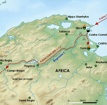 mapa invasion de africa por escipion