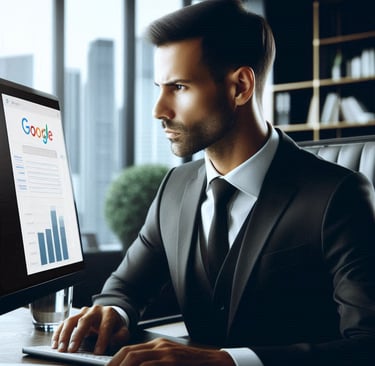 a man in a suit and tie is sitting at a desk