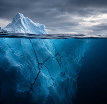 Iceberg with hidden cracks