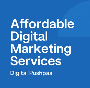 2D digital graphic design promoting affordable digital marketing services by Digital Pushpaa, with i