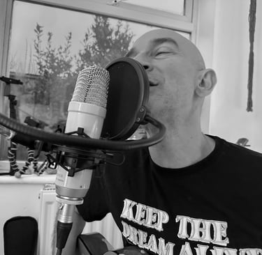 "George Papakyriacou composing 'Go To Sleep My Darling' in his home studio."