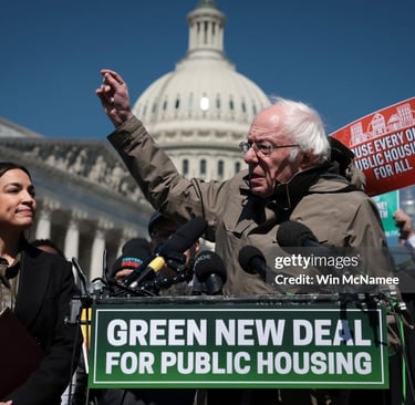 Bernie Sanders and Alexandria Ocasio-Cortez speaking at 'Fight the Oligarchy' rally in Las Vegas