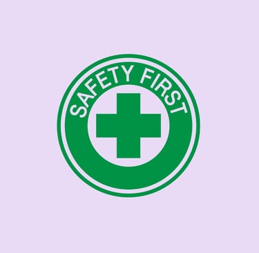 Green Safety First badge symbolising professional standards at Piercing by Jooles Montrose