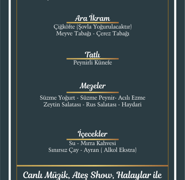 Urfa Sıra Gecesi Yemeksiz Menü