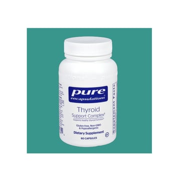 Bottle of Pure Encapsulations Thyroid Support Complex dietary supplement,