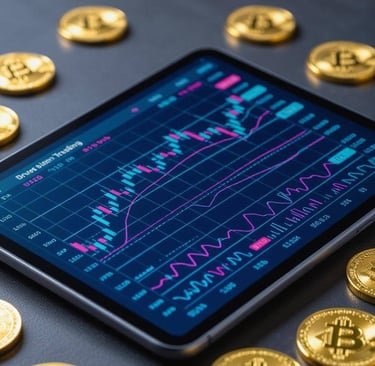 a tablet with a tablet displaying a chart of bitcoin